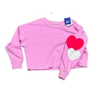 🩷🩷Viral Target Joy Lab Heart Sleeve Cropped Sweatshirt Medium Oversized Pink